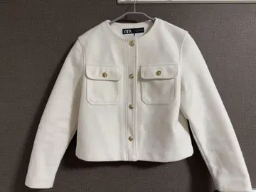 자라 노카라 자켓 화이트