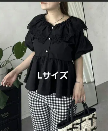 prose verse 레이스 빅 칼라 벌룬 슬리브 페플럼 블라우스