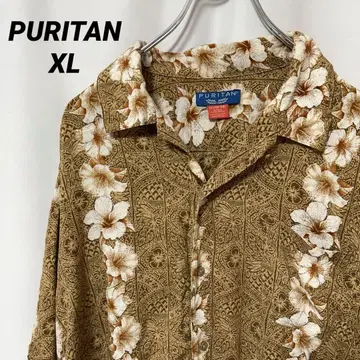 N-4495 PURITAN 미국 빈티지 의류 알로하 셔츠 오픈 카라 XL
