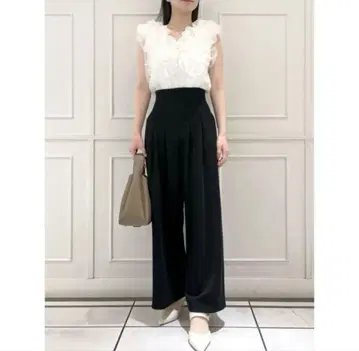스나이델 Sus 하이 웨스트 와이드 턱 팬츠 블랙