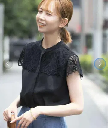 ROSSO 워셔블 요크 레이스 블라우스