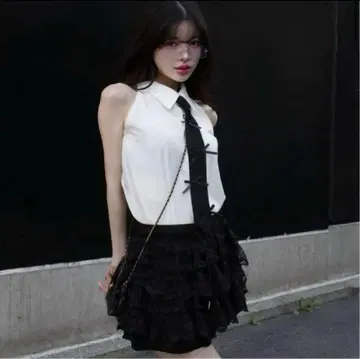 Darich 리본 넥타이 슬리브리스 블라우스