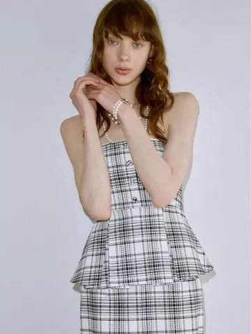 eimy istoire 마린 체크 페플럼 탑