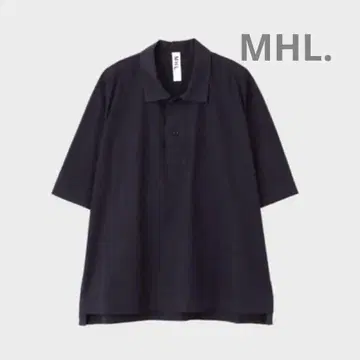 마가렛 호웰 반팔 셔츠 코튼 포플린 네이비 M 사이즈
