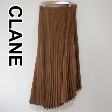 CLANE 브라운 플리츠 롱 스커트 랩 스커트