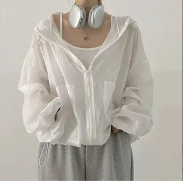 시어 후드티 여름 여성용 블루종 얇은 소재 비침