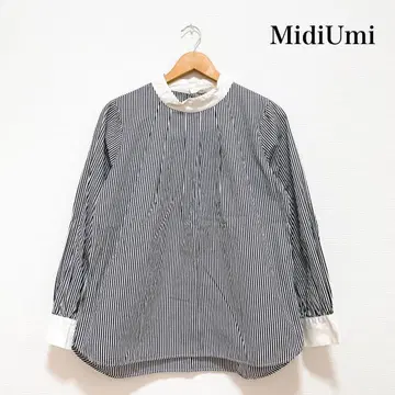 MidiUmi 미디우미 긴팔 스트라이프 셔츠 면100% 내추럴