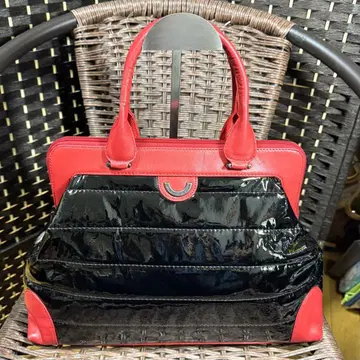 NATURAL BAG 내추럴 백 레드 가죽/블랙 에나멜 새상품급