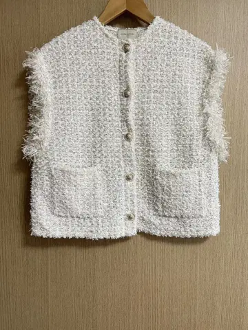 UNITED ARROWS 프린지 라메 트위드 니트 베스트
