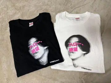 마카로니 연필 헬로 절망 티셔츠 블랙 화이트 세트