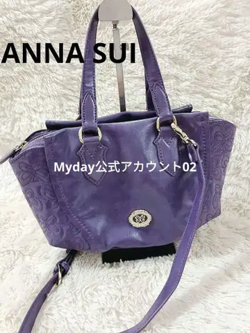안나수이 토트백 2way 나비 버터플라이 퍼플 로고 플레이트