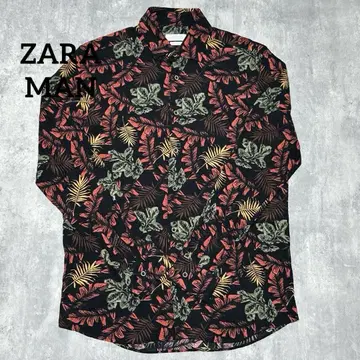 ZARA 자라 올 패턴 보타니컬 무늬 알로하 긴팔 레이온