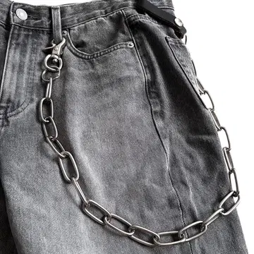 새상품급 지갑 체인 키링 중후한 느낌 와이드 체인 실버 클립