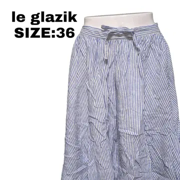 le glazik 린넨 스트라이프 스커트 36 일본제 봄/여름 구제 의류
