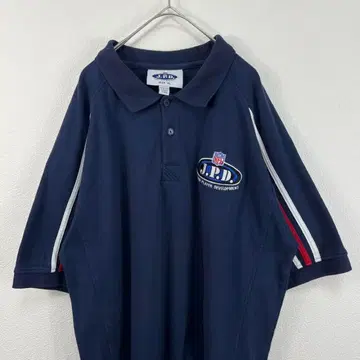 00s y2k USA 구제 의류 NFL 자수 피케 셔츠 네이비