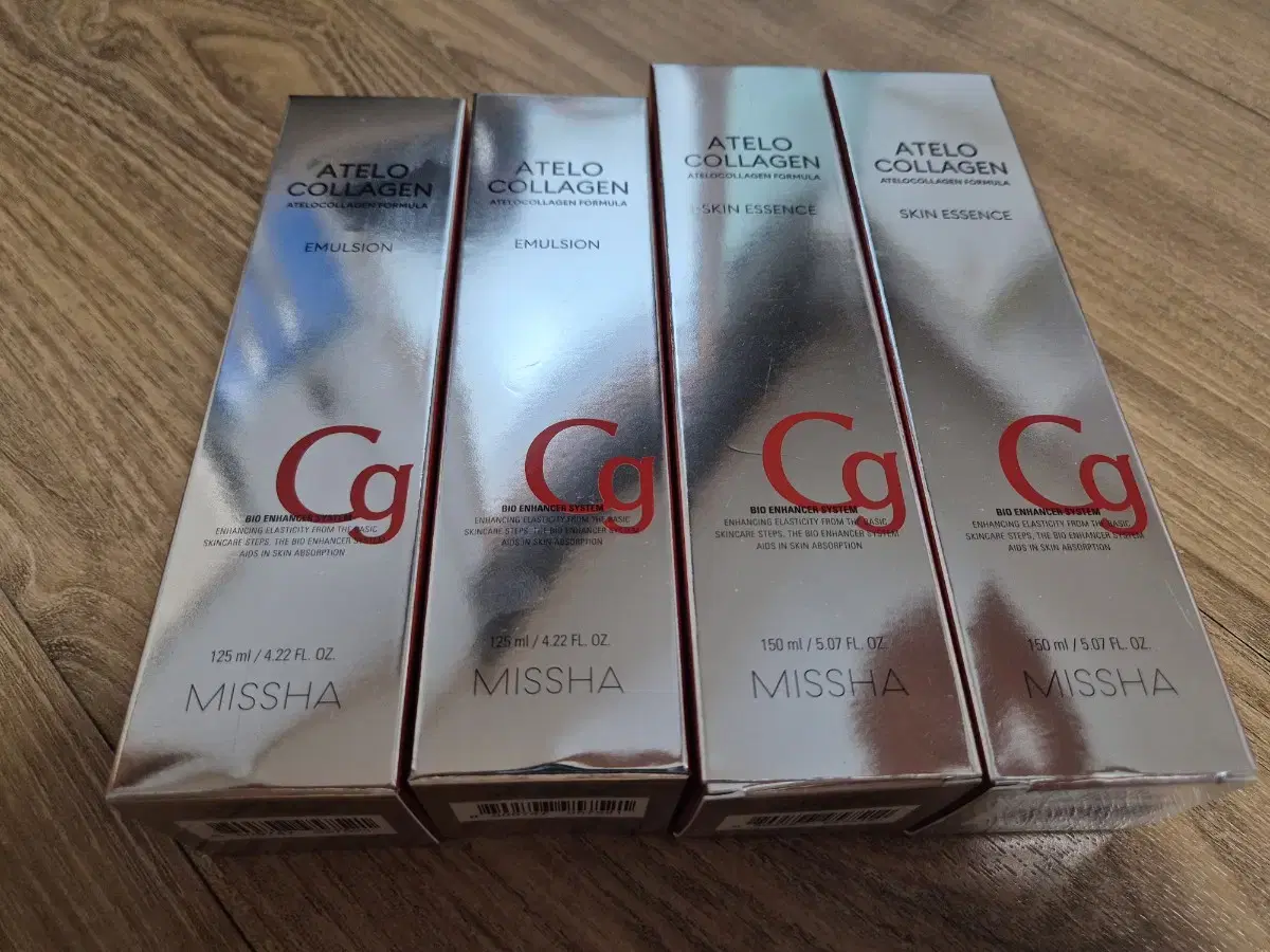 Two Missha Atelo Collagen Emulsions and two Skin Essences, new products.