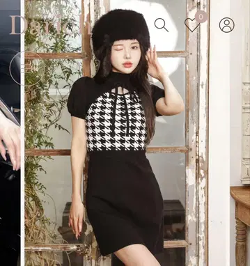 Darich 체크 리본 미니 원피스