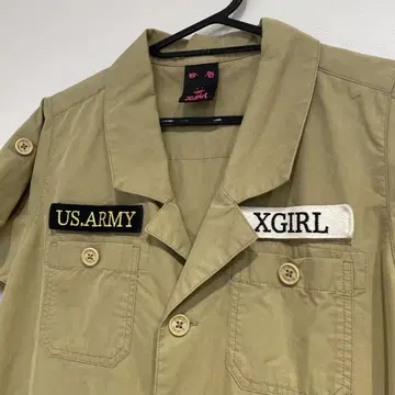 X-girl 반팔 여름 원단 작업복 작업옷 베이지 와펜 S 사이즈 1