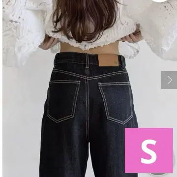 Thevon. yuna 기획 하이 웨스트 스트레이트 데님 팬츠 S 블랙