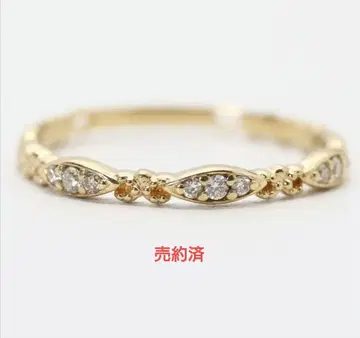 agete 칼름 반지 K10YG 다이아몬드 반지 6호