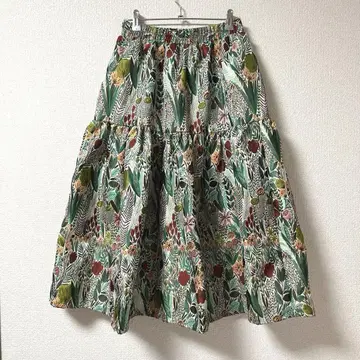 새상품급 택 포함 꽃무늬 자카드 볼륨 스커트 캉캉 스커트 오렌지