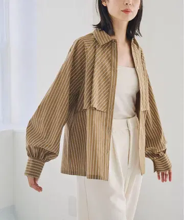 RONEL coen 스트라이프 티어드 블라우스