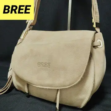 BREE 숄더백 가죽 로고 엠보 베이지