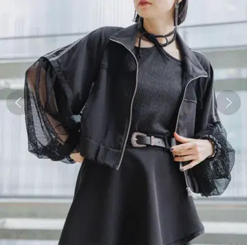 HARE 메쉬 절개 트랙 자켓 블랙