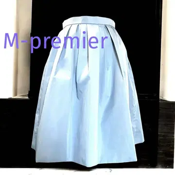 M-premier 엠프리미어 블랙 턱 스커트 스카이블루 36