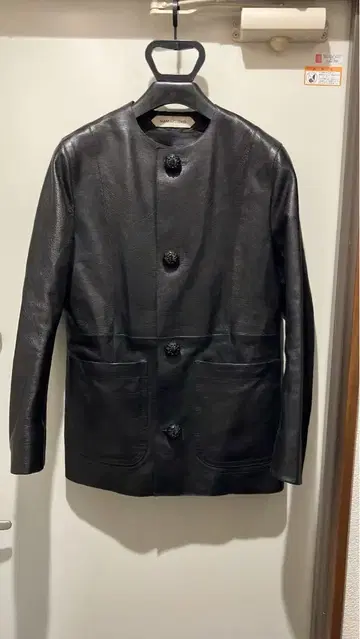 NAMACHEKO 블랙 노카라 가죽 자켓