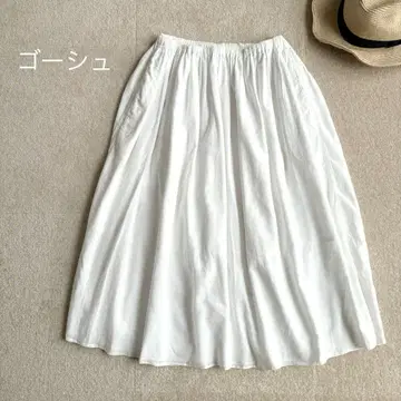 고쉬 * 코튼 개더 스커트 플레어 화이트 화이트 2
