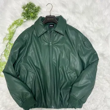 레어 컬러 자라 가죽 블루종 XL 가죽 자켓 패딩 자켓