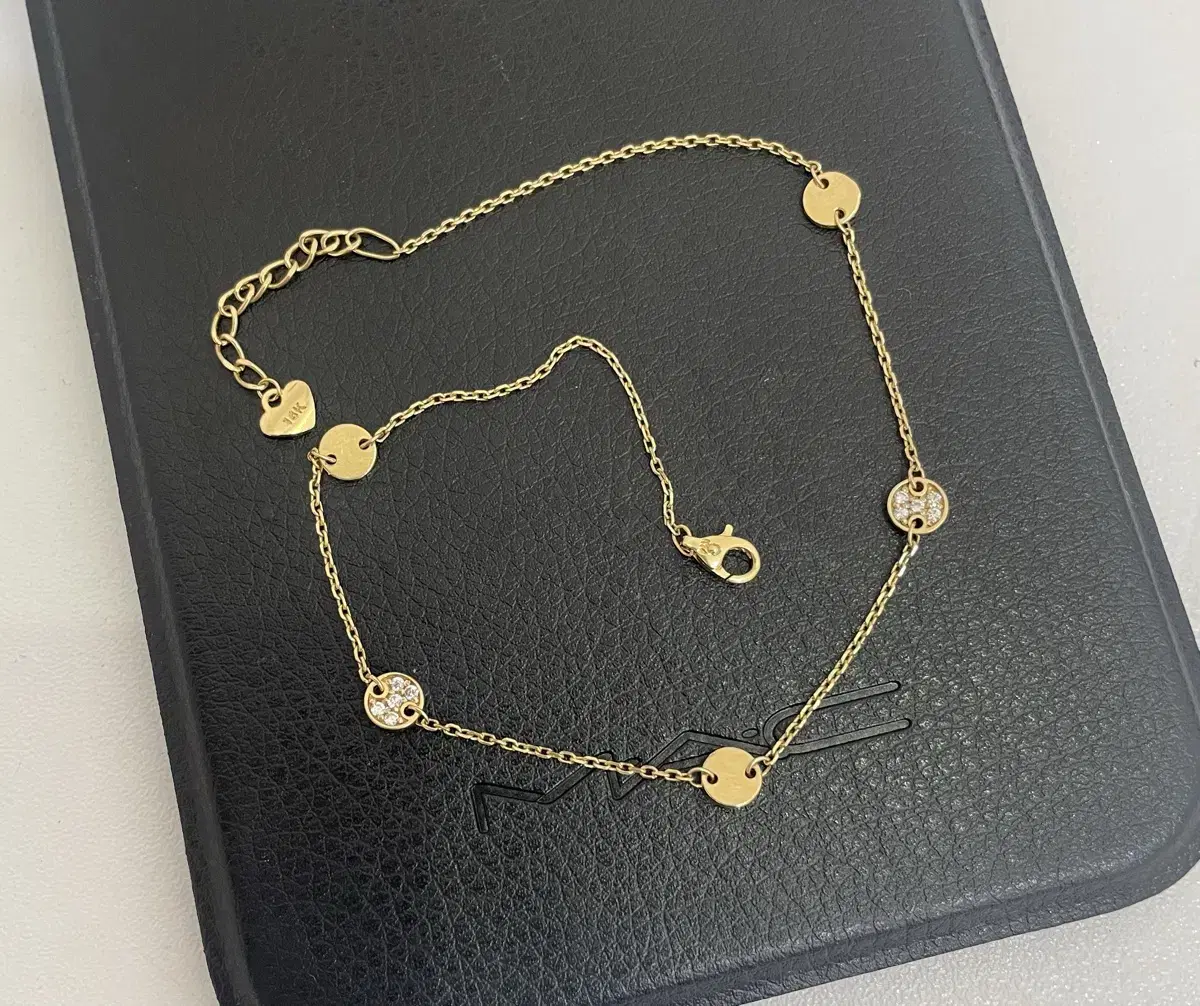 14k Disc Cubic Anklet