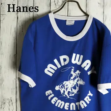 Hanes 헤인즈 멕시코제 미드웨이 스쿨 프린트 링거 티셔츠