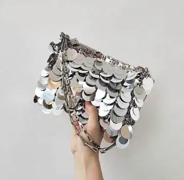 Paco Rabanne 미니 숄더백 실버 메탈릭