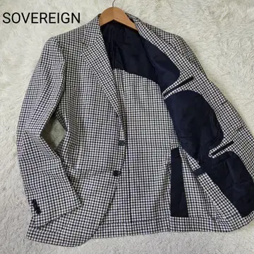 새상품급 레어 사이즈 52 소버린 테일러드 자켓 실크 혼방 3L 체크