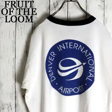 USA제 콜로라도 덴버 국제공항 빅 로고 백 프린트 링거 티셔츠