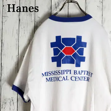 Hanes 헤인즈 멕시코제 등 US 메디컬 센터 로고 링거 T
