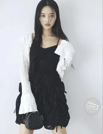 dazzlin 다즐린 개더 리본 미니 원피스