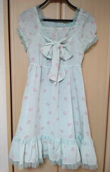 metamorphose 하트 무늬 쉬폰 원피스 민트