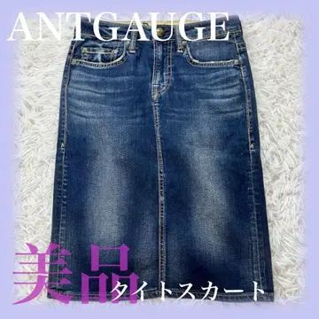 ANTGAUGE (안토게이지) 무릎 기장 데님 타이트 스커트 디자인 포켓