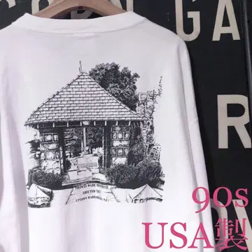 90s USA제 아트 롱 T 2XL 오버 사이즈 빈티지 구제 의류