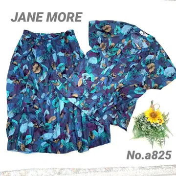 제인 모어 JANE MORE 셋업 플레어 스커트 반팔 상의 파랑