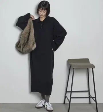 THE YOn [지속가능성] 폴로 니트 원피스 블랙