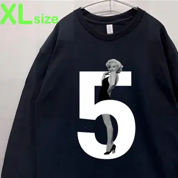 패러디 롱 T 남녀 공용 NO 5 마릴린 먼로 긴팔 티셔츠 (블랙)