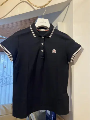 Moncler 네이비 반팔 피케 셔츠