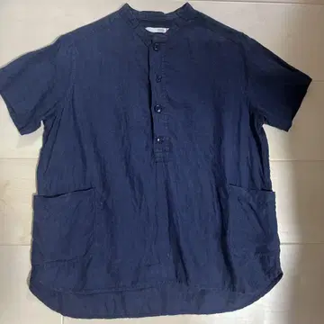 NATURAL LAUNDRY 반팔 셔츠 네이비 사이즈 2