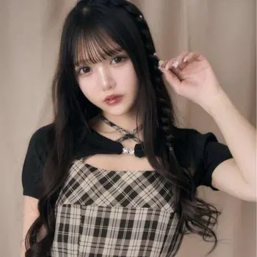 미셸 마카롱 앙상블 체크 원피스 프리 사이즈