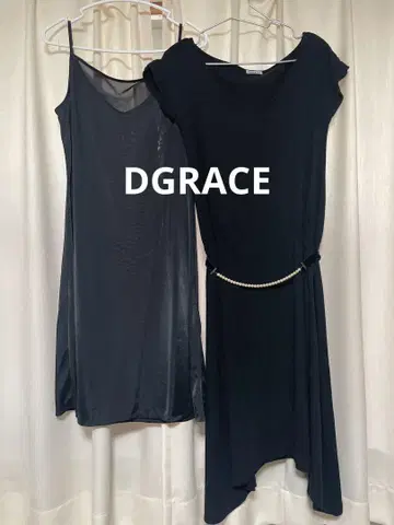 원피스 반팔 이너 슬립 포함 블랙 펄 리본 포함 고급스럽고 예쁜