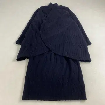요건 레일 셋업 롱 가디건 스커트 무늬 실크 혼방